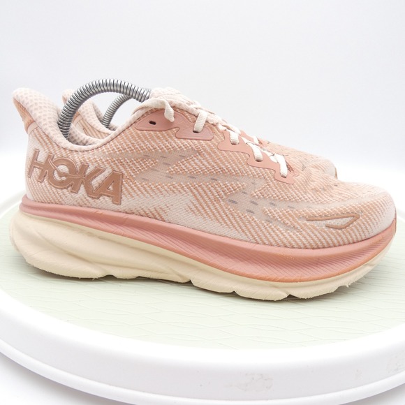 Hoka One One Clifton 9 Womens 9.5B Running Shoes Pink Rose Gold Athletic Sneaker - Picture 3 of 9